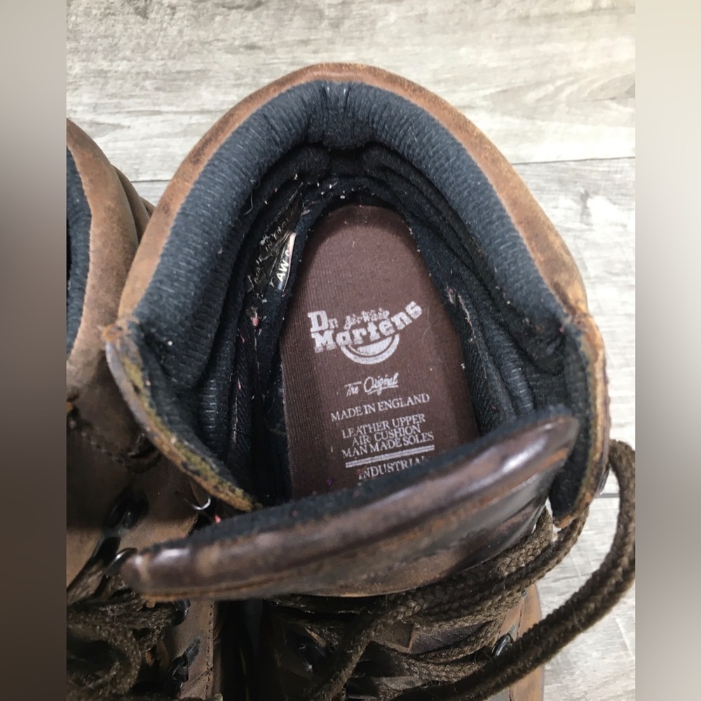Vtg Dr. Doc Martens Industrial England Womens Leather Steel Toe Boots UK 5 US 7 - Picture 10 of 13